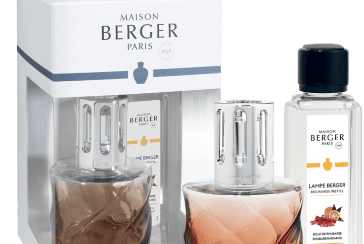 Lampe Berger - Cofanetto SPIRALE - ROSE AMBRE + 250ml Eclat de Rhubarbe