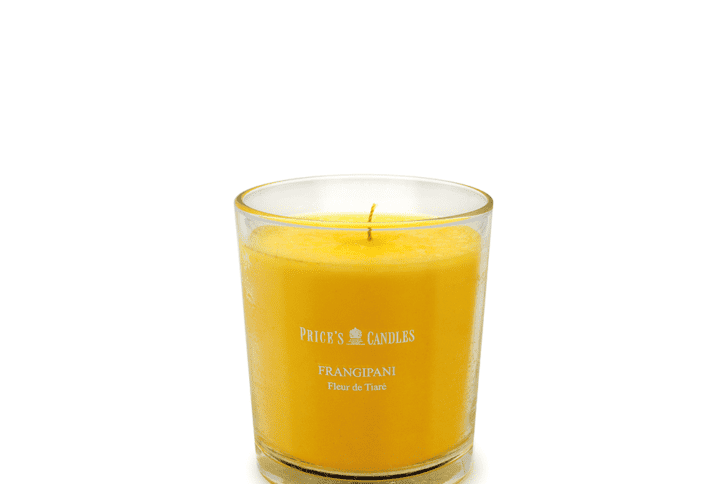 Frangipani bicchiere Price's Candles Vivaio Segantini Green Passion Profumeria ambiente